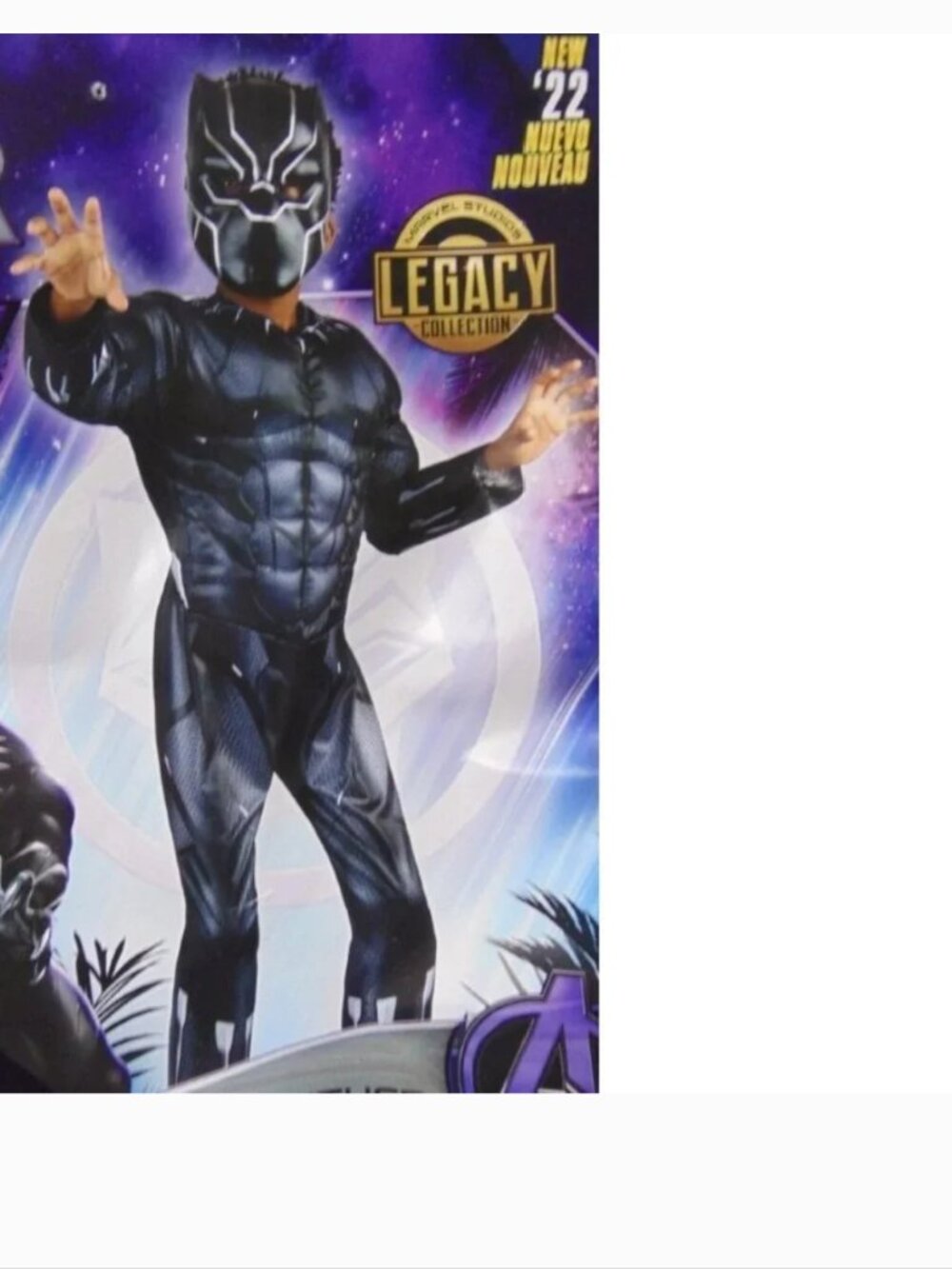 Black Muscle Panther Halloween Costume 12/14 Jumpsuit w/ Boot Tops & Mask Boys